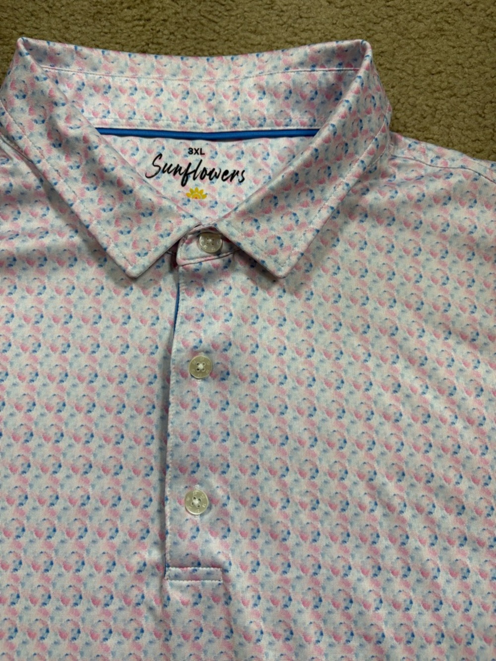 Men's Light Pink Micro-Pattern Performance Polo - Picture 3 of 7